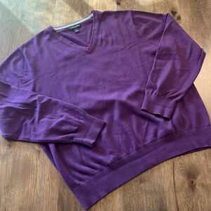 Lands End V-neck Purple Men’s large 42-44 Cotton Sweater
